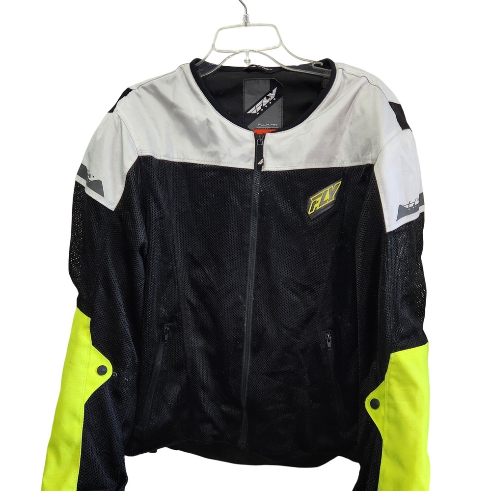 FLY Racing Flux Air Motorcycle Jacket Black Yellow White Mesh Mens‎ Size L